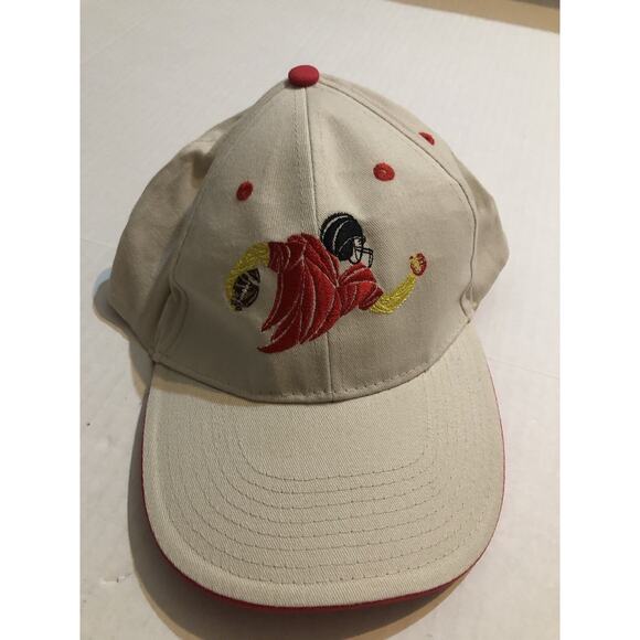 VINTAGE RARE HIT WEAR Embroidered FOOTBALL ADJUSTABLE HAT CAP 100% COTTON READ - Picture 1 of 11